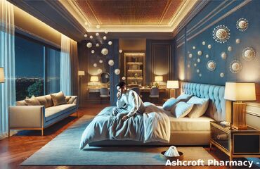 a man lying in bed unable to sleep due to hay fever - How Allergies Impact Sleep Quality - Ashcroft Pharmacy