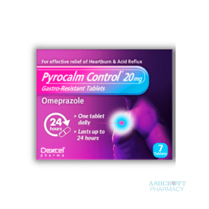  Pyrocalm Control 20mg Gastro-Resistant Tablets (Omeprazole) – 7 Tablets