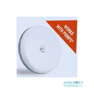 FreeStyle Libre 3 Plus glucose sensor compatible with insulin pumps, shown with orange tag.
